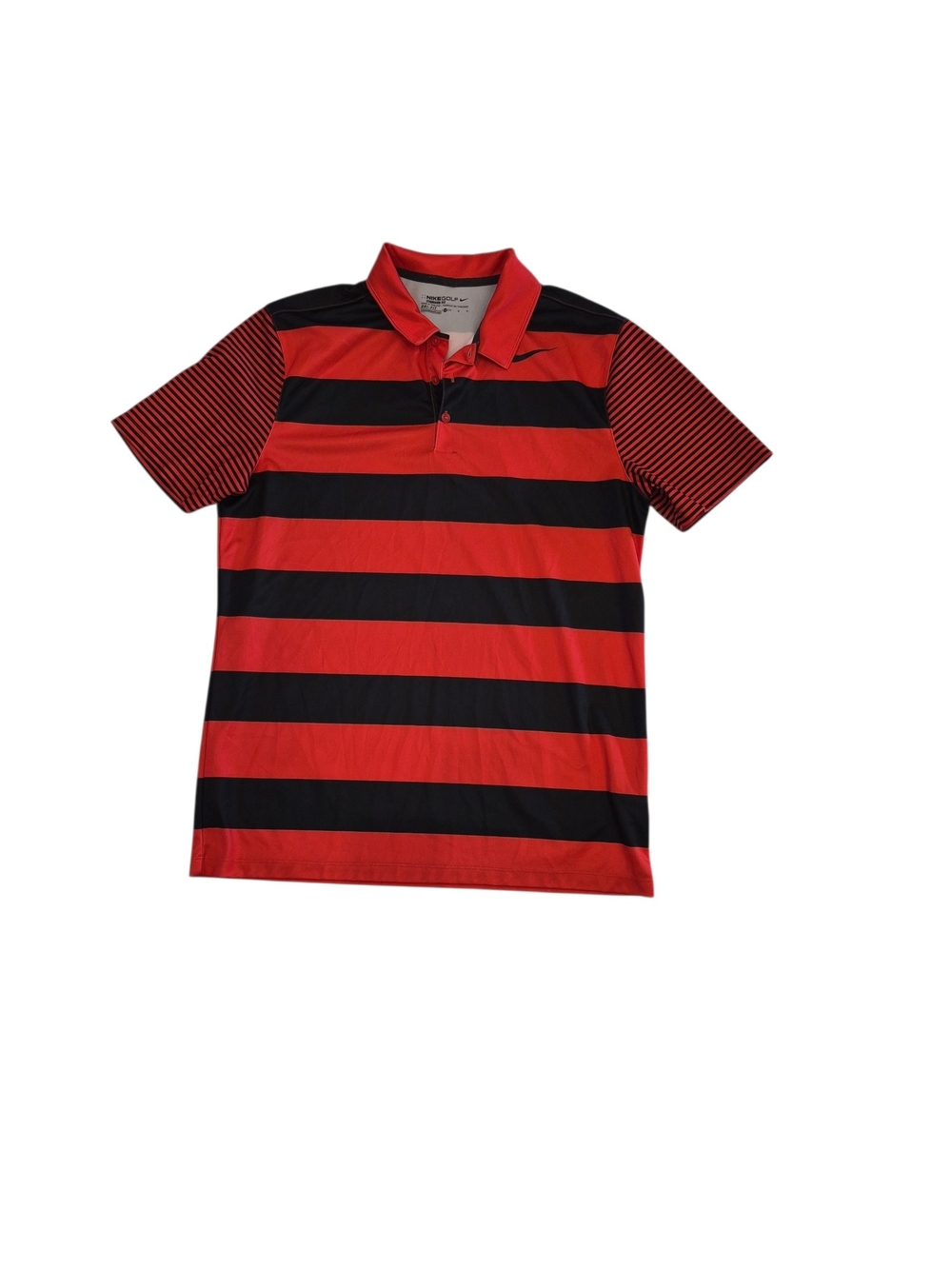 Nike Men's Dri Fit Golf Red and Black Striped Polo Shirt